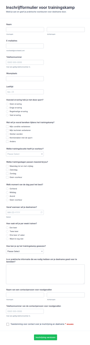 Bootcampregistratieformulier