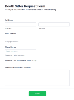 Booth Sitter Request Form Template