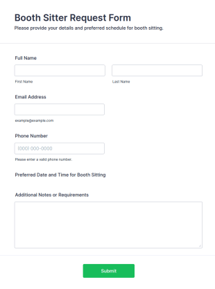Booth Sitter Request Form Template