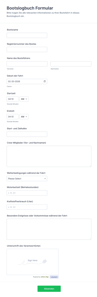 Bootslogbuch Formular