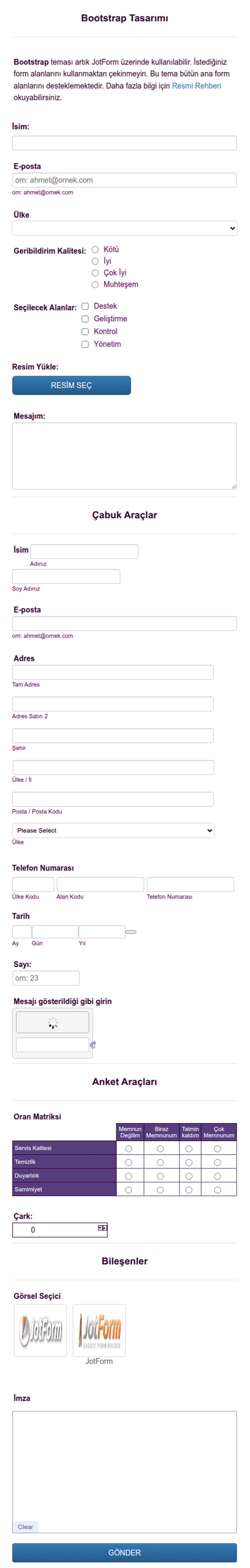 Bootstrap Tasarımı Form Şablonu | Jotform