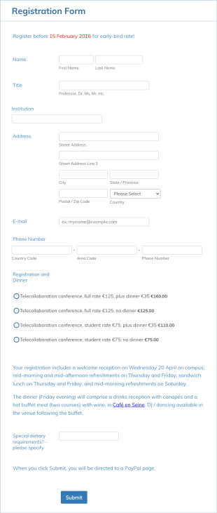 BOR Conference Registration Form Template
