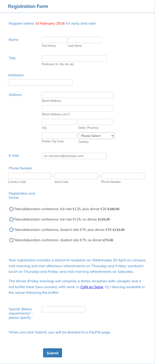 BOR Conference Registration Form Template