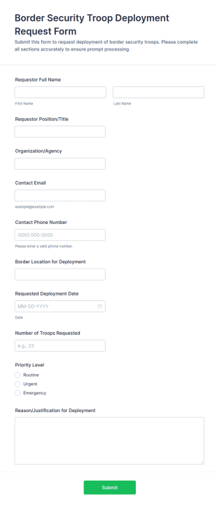 Border Security Troop Deployment Request Form Template