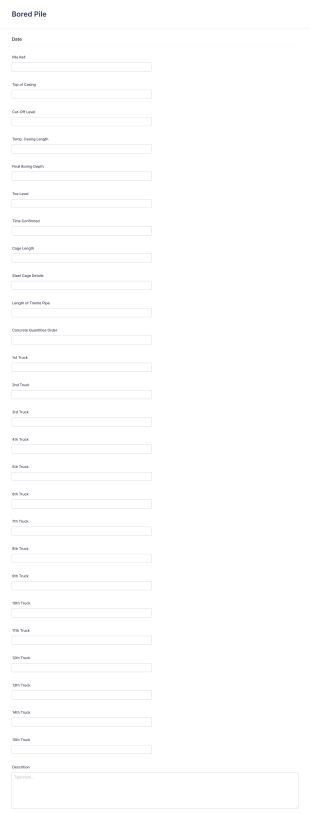 Bored Pile Form Template