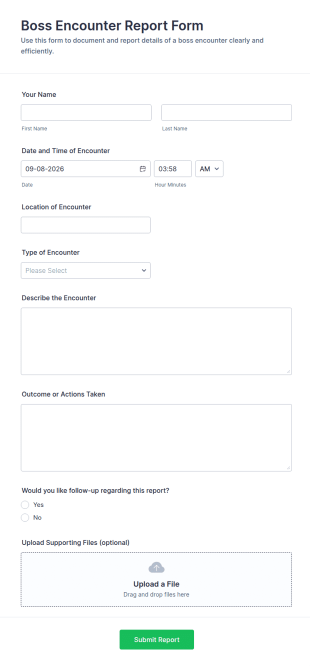 Boss Encounter Report Form Template