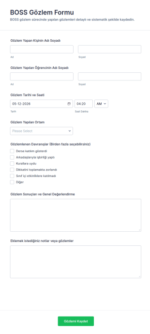 BOSS Gözlem Form Şablonu