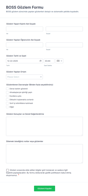 BOSS Gözlem Form Şablonu