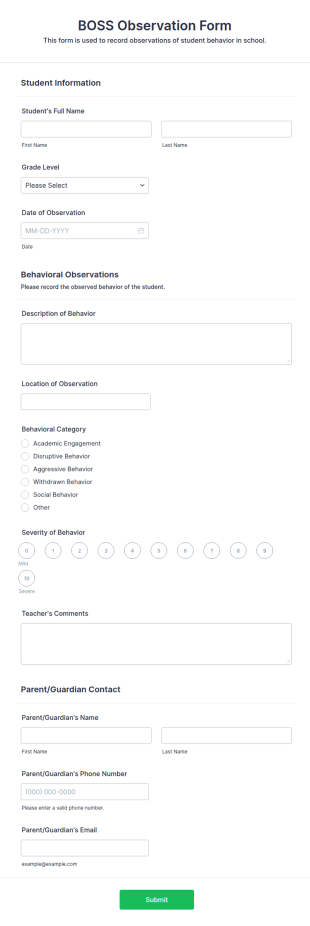 BOSS Observation Form Template