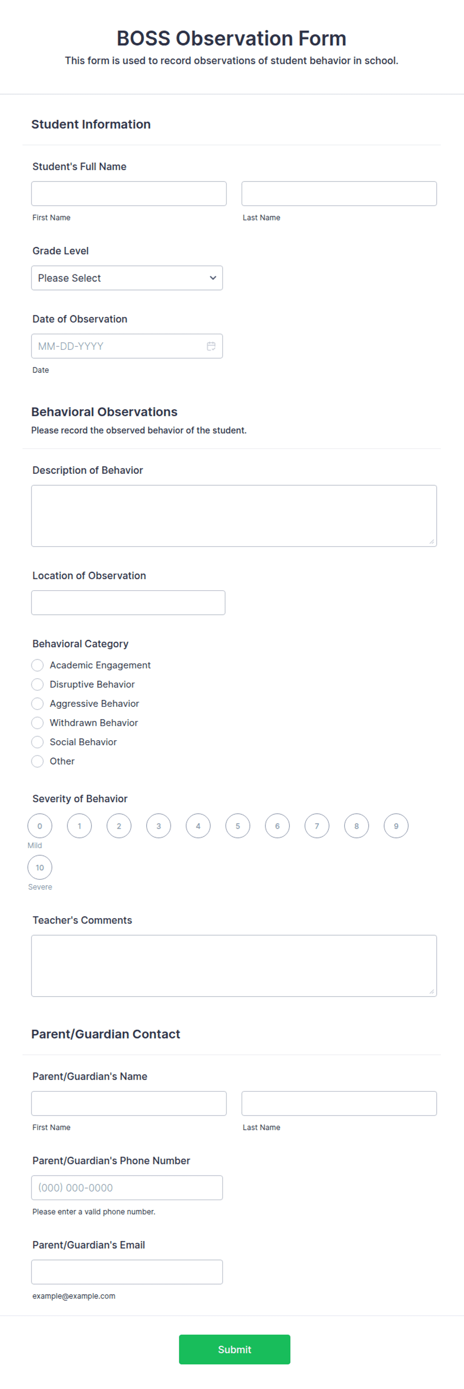 Boss Forms BOSS Observation Form Template | Jotform