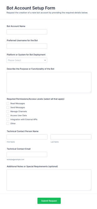 Bot Account Setup Form Template