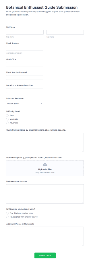 Botanical Enthusiast Guide Submission Form Template