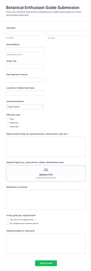 Botanical Enthusiast Guide Submission Form Template