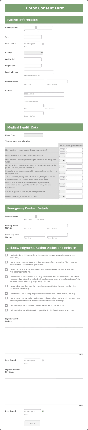 Botox Consent Form Template