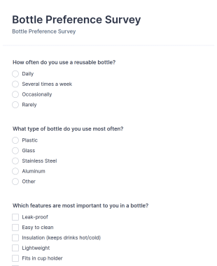 Bottle Preference Survey Form Template