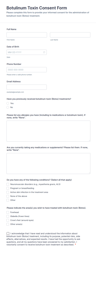 Botulinum Toxin Consent Form Template