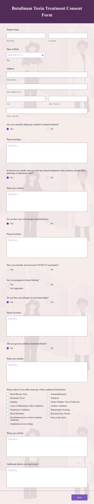 Botulinum Toxin Treatment Consent Form Template
