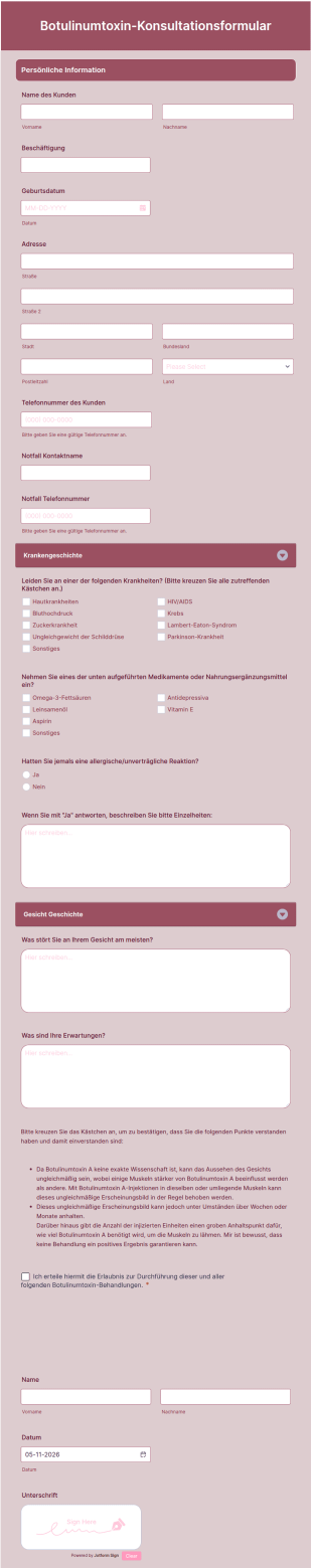 Botulinumtoxin Konsultationsformular