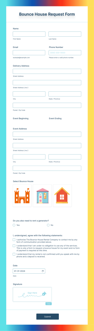 Bounce House Request Form Template