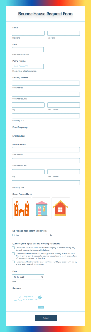 Bounce House Request Form Template