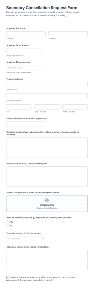 Boundary Cancellation Request Form Template