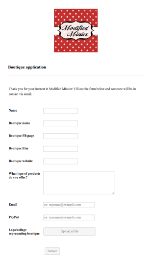 Boutique Application Form Template