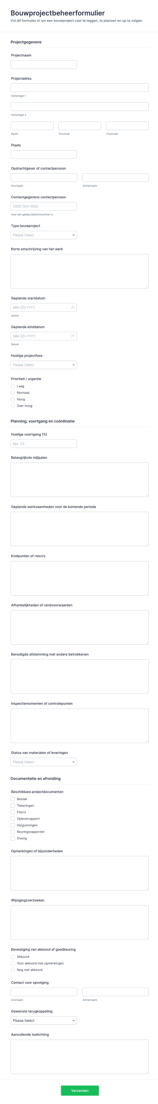 Bouwprojectmanagement Form