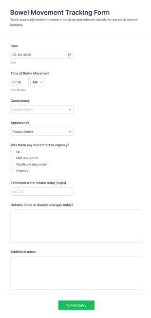 Bowel Movement Tracking Form Template