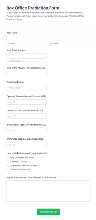 Box Office Prediction Form Template