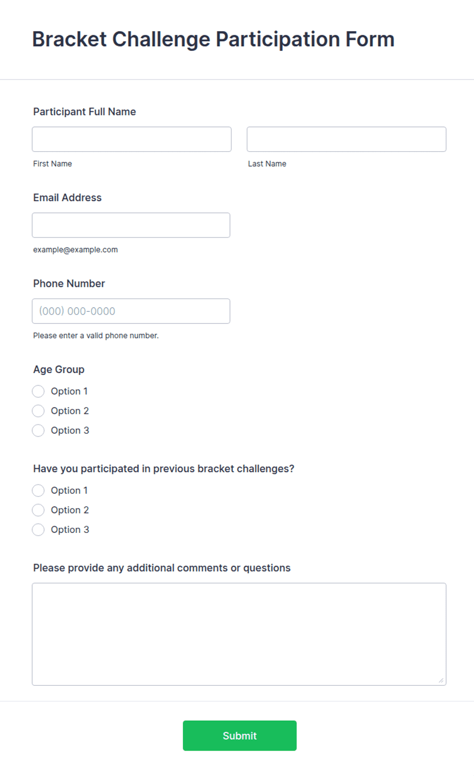 Range Participation Form.pdf Bracket Challenge Participation Form Template | Jotform