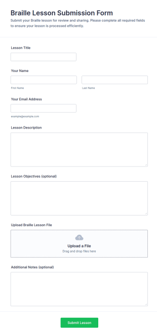 Braille Lesson Submission Form Template