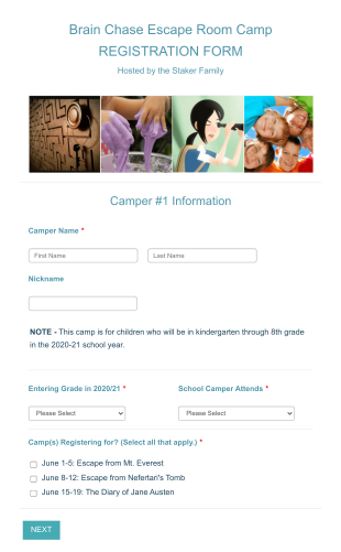 Brain Chase Escape Room Summer Camp_Staker Version Form Template