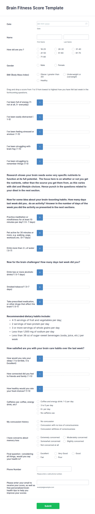 Brain Fitness Score Template