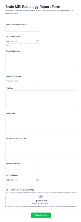 Brain MRI Radiology Report Form Template