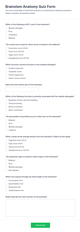 Brainstem Anatomy Quiz Form Template
