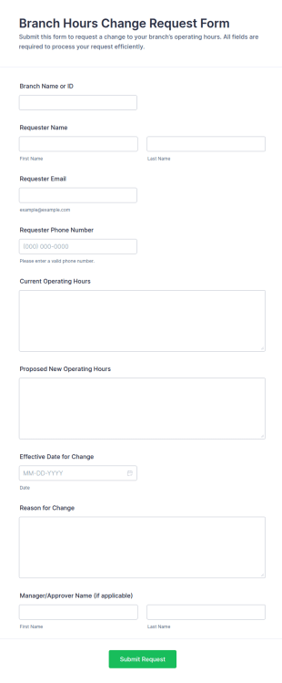 Branch Hours Change Request Form Template
