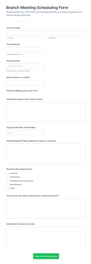Branch Meeting Scheduling Form Template