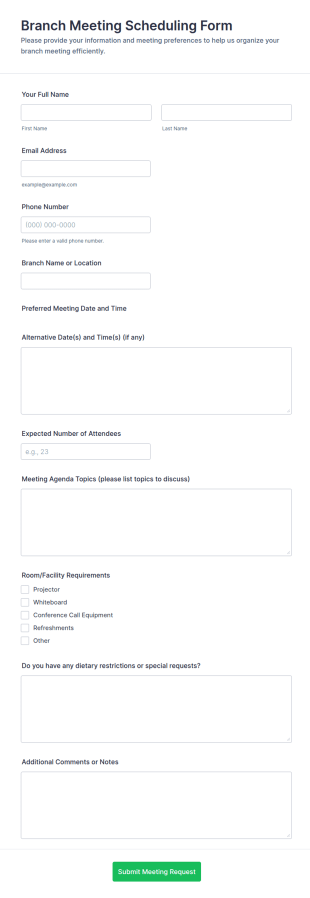 Branch Meeting Scheduling Form Template