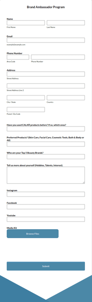 Brand Ambassador Program Application Form Template