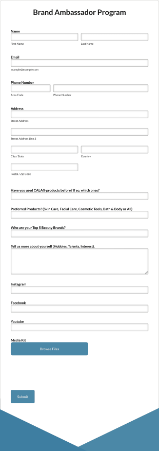 Brand Ambassador Program Application Form Template