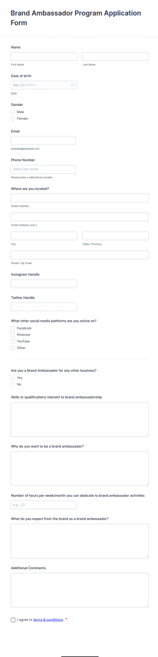 Brand Ambassador Program Template