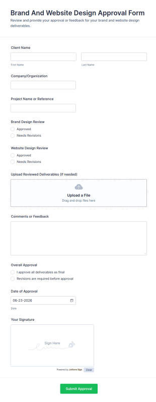 Brand And Website Design Approval Form Template