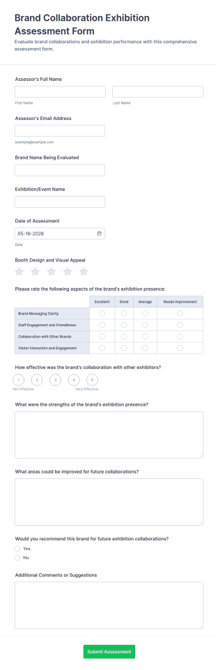 Brand Collaboration Exhibition Assessment Form Template