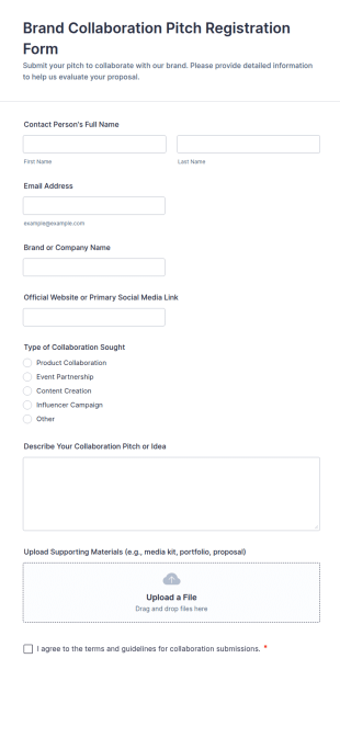 Brand Collaboration Pitch Registration Form Template