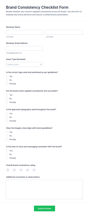 Brand Consistency Checklist Form Template