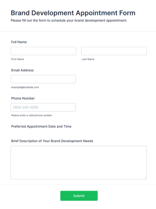 Brand Development Appointment Form Template