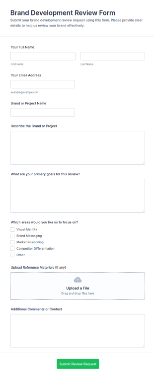 Brand Development Review Request Form Template
