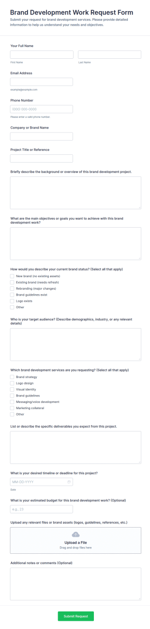 Brand Development Work Request Form Template
