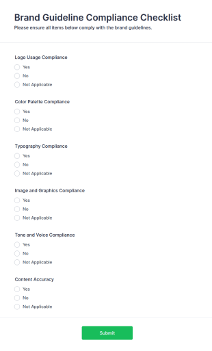 Brand Guideline Compliance Checklist Form Template