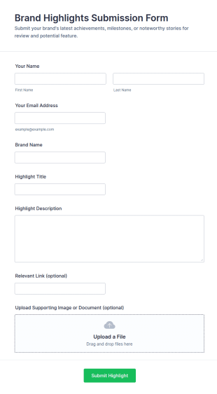 Brand Highlights Submission Form Template